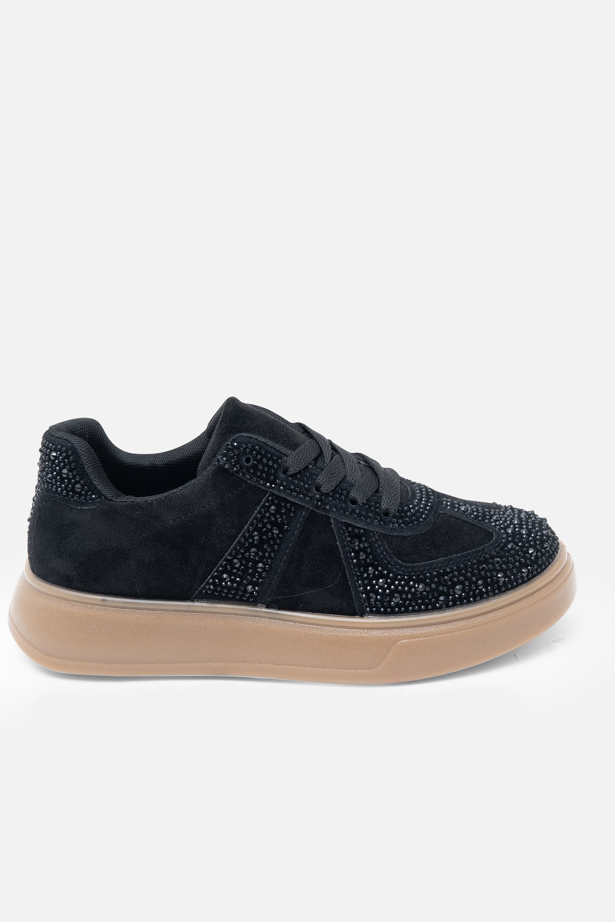 Glitzernde Sneaker in Schwarz mit Strass und Gummisohle 6