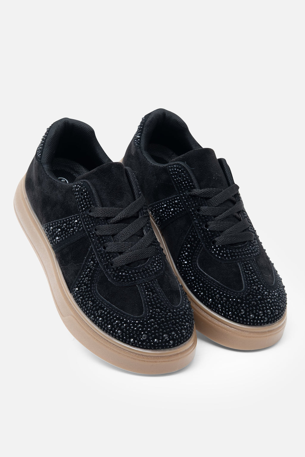 Glitzernde Sneaker in Schwarz mit Strass und Gummisohle 7