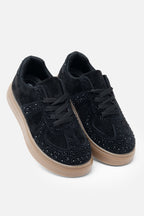 Glitzernde Sneaker in Schwarz mit Strass und Gummisohle 7