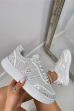 Sneaker Weiß mit Glitzerstreifen 2