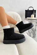 Glitzernde Strass Snugg Mini Boots in Schwarz