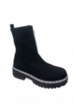 Glitzernde Stretch Chunky Sock Boots in Schwarz für stilvolle Herbst- und Winterlooks. 4