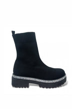 Glitzernde Stretch Chunky Sock Boots in Schwarz für stilvolle Herbst- und Winterlooks. 5