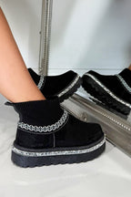 Glitzernde Stretch Sock Warmer Mini Snugg Boots in Schwarz 2