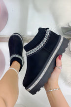 Glitzernde Stretch Sock Warmer Mini Snugg Boots in Schwarz 5