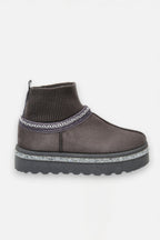 Glitzernde Stretch Sock Warmer Mini Snugg Slipper Boots in Grau 6