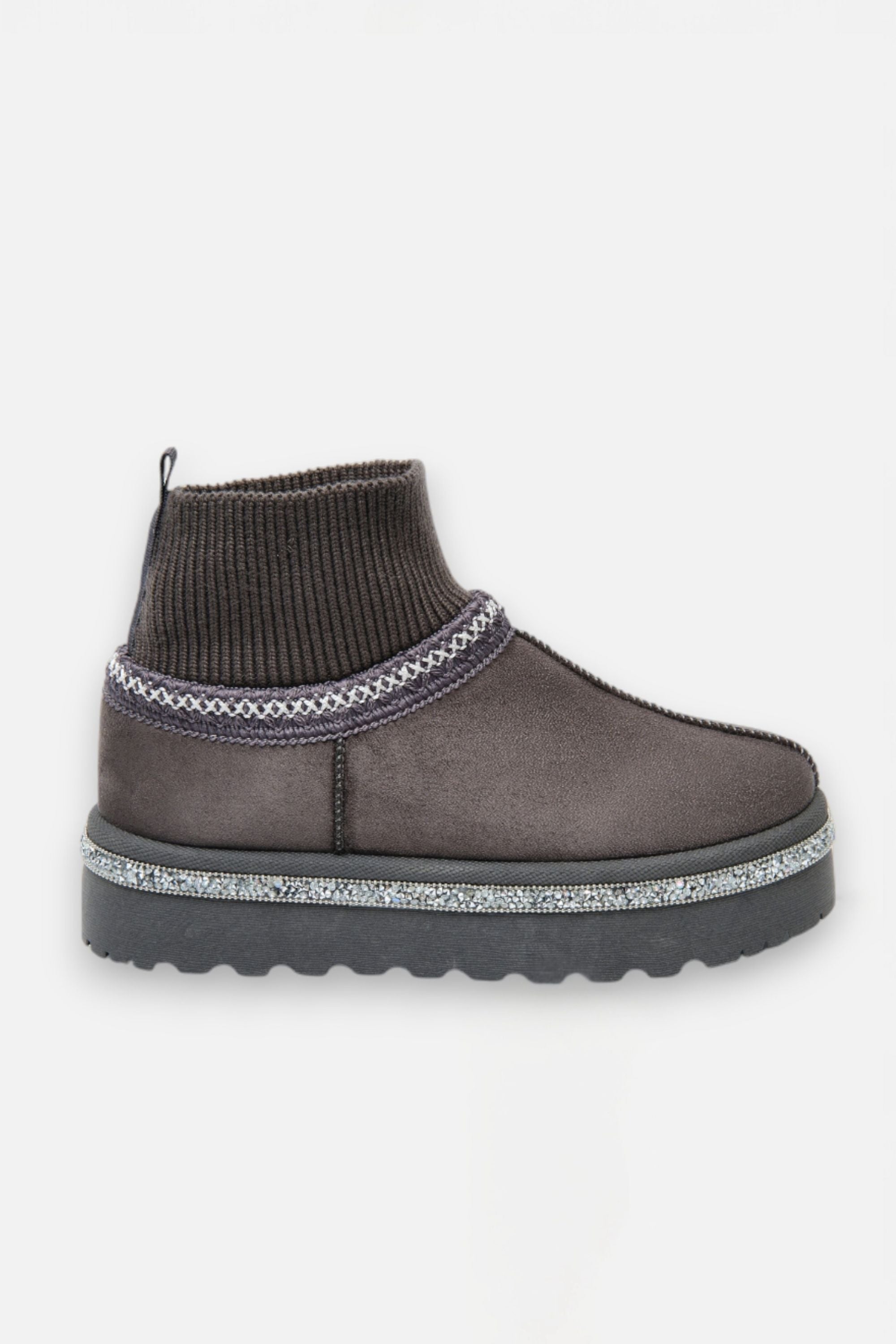 Glitzernde Stretch Sock Warmer Mini Snugg Slipper Boots in Grau 6