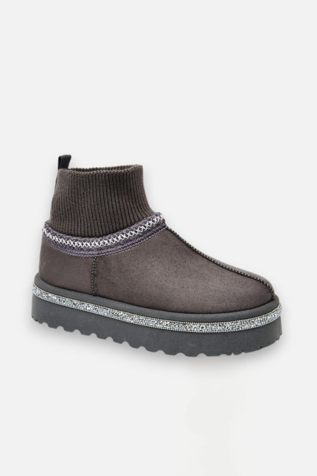 Glitzernde Stretch Sock Warmer Mini Snugg Slipper Boots in Grau 7