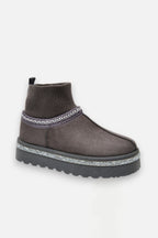 Glitzernde Stretch Sock Warmer Mini Snugg Slipper Boots in Grau 7