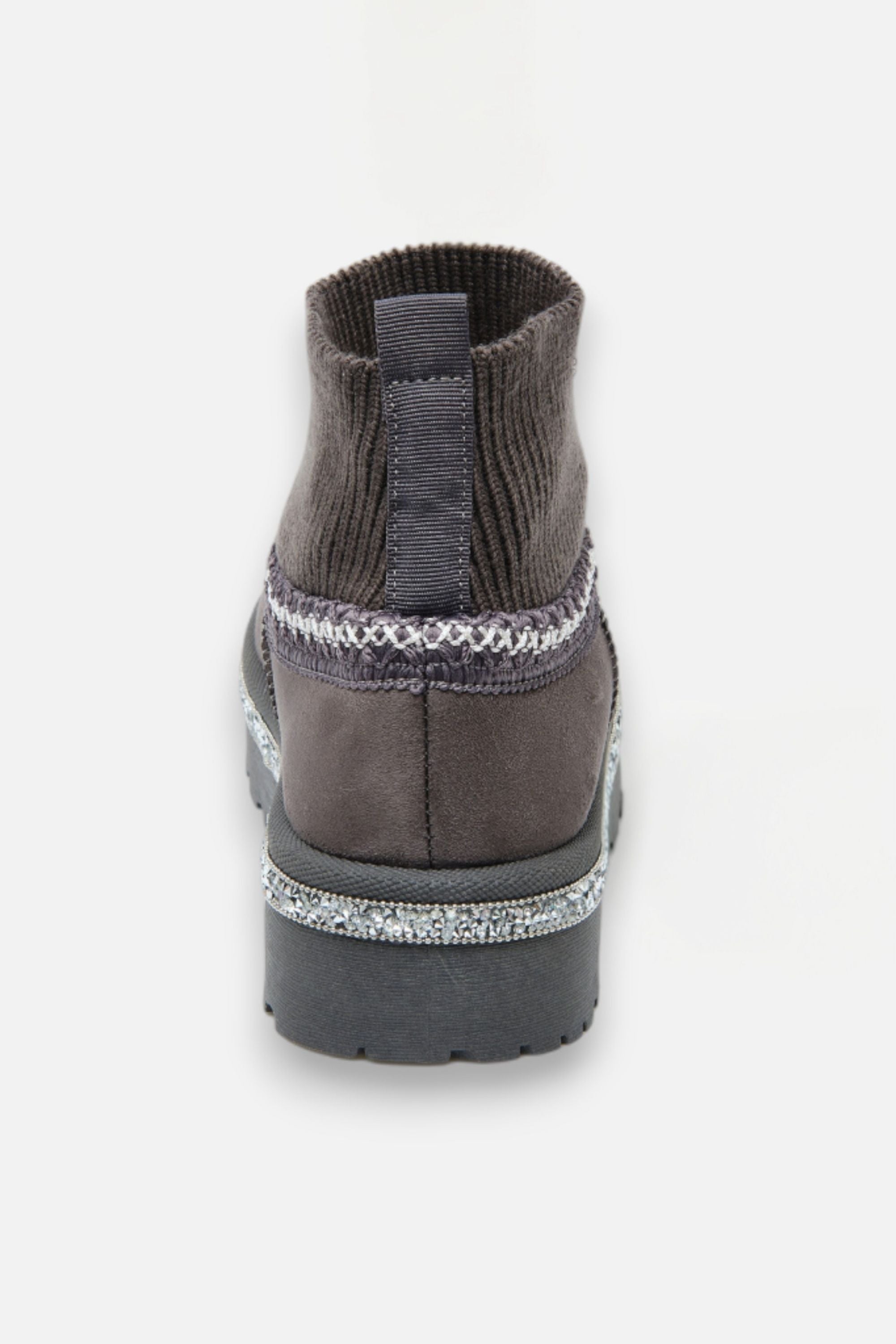 Glitzernde Stretch Sock Warmer Mini Snugg Slipper Boots in Grau 8