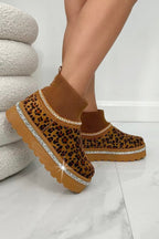 Glitzernde Stretch Sock Warmer Mini Snugg Slipper Boots in Leopardenmuster 3
