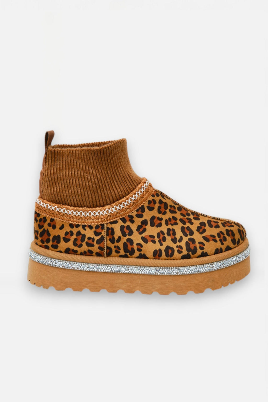 Glitzernde Stretch Sock Warmer Mini Snugg Slipper Boots in Leopardenmuster 6