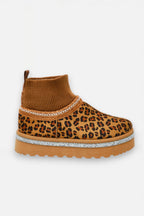 Glitzernde Stretch Sock Warmer Mini Snugg Slipper Boots in Leopardenmuster 6
