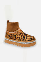 Glitzernde Stretch Sock Warmer Mini Snugg Slipper Boots in Leopardenmuster 7