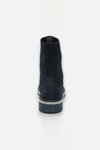 Glitzernde Stretch Teddy Borg Sock Boots in Schwarz für stilvolle und gemütliche Herbst- und Winterschuhe. 4