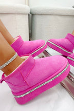 Glitzernde Trim Plattform Ultra Mini Snugg Boots in Hot Pink 2
