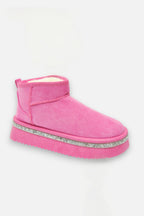 Glitzernde Trim Plattform Ultra Mini Snugg Boots in Hot Pink 6