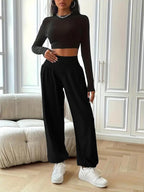 Bequeme hohe Taille Sweatpants für Frauen in Schwarz.