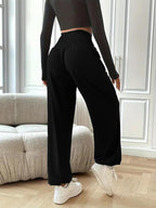 Bequeme hohe Taille Sweatpants für Frauen in Schwarz. 2