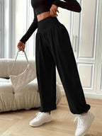 Bequeme hohe Taille Sweatpants für Frauen in Schwarz. 5