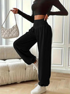 Bequeme hohe Taille Sweatpants für Frauen in Schwarz. 6