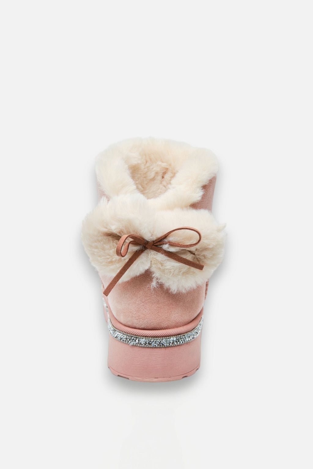 Kristall Faux Fur Schleife Snugg Boots in Rosa für gemütlichen Winterkomfort. 8