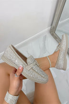 Elegante Kristall Luna Slip-On Loafer in Grau 2