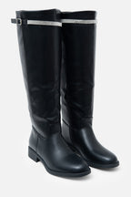 Elegante schwarze Kristall Reign Reiter Stiefel mit Glitzerbesatz. 5