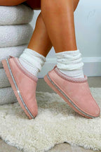 Kristall Tazgirl Kunstfell gefütterte Clogs Slipper in Rosa 2