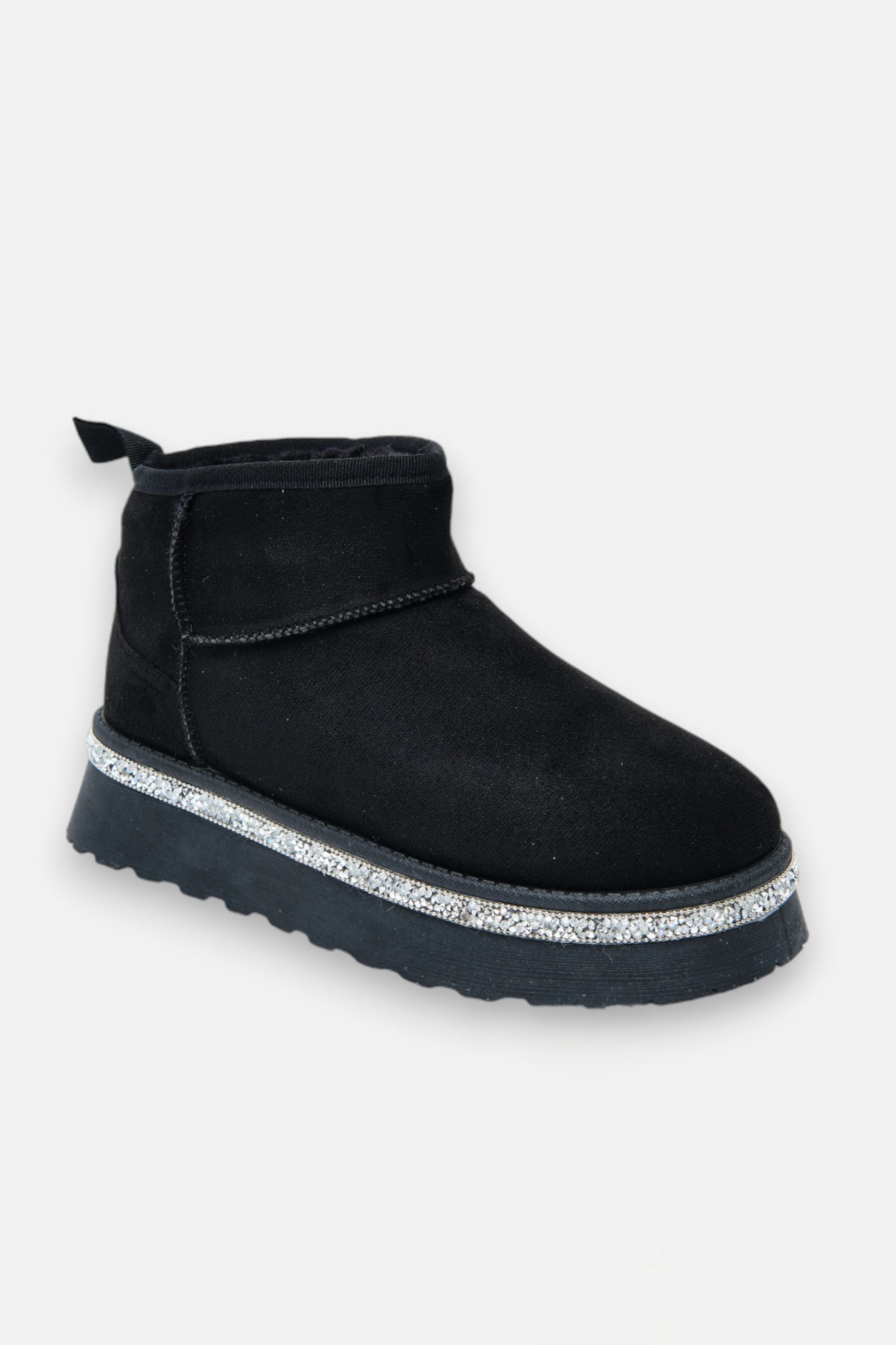 Kristallbesatz Plattform Ultra Mini Snugg Boots in Schwarz 6