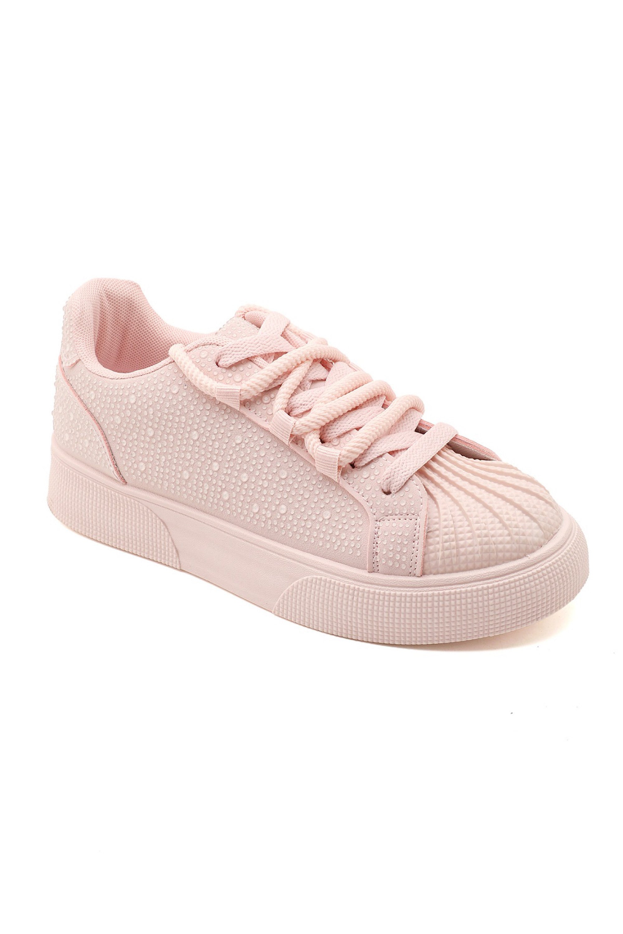 Damen Schnürtrainer Pink mit Kristallverzierung 4