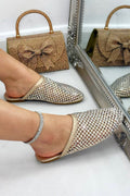 Glitzernde Prisma Glow Mule Sliders in Gold für Damen