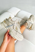 Luxuriöse Chunky Sneaker Beige mit Kristallakzenten