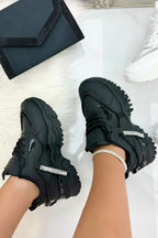 Klobige Sneaker Schwarz mit Kristallakzenten 3