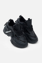 Klobige Sneaker Schwarz mit Kristallakzenten 5
