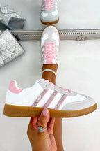 Sneaker Pink mit Kristallstreifen, modisch und elegant