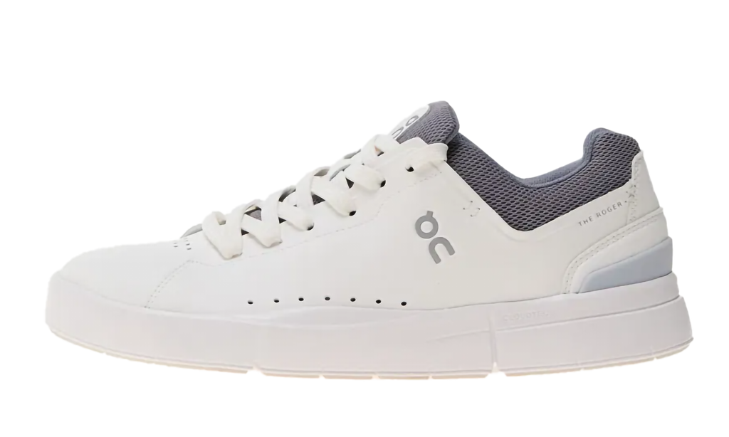 On Running The Roger Advantage Elegante Sneaker in Weiß mit beigen Details. 2