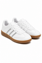 Damen Sneaker Weiß mit Kristallstreifen 3
