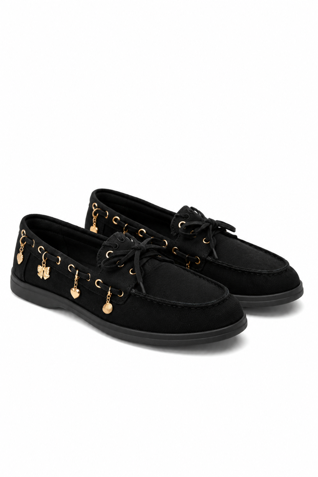 Elegante schwarze Samt Charme Luxe Schnürloafer für Damen. 3