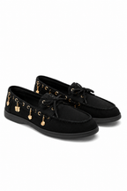Elegante schwarze Samt Charme Luxe Schnürloafer für Damen. 3