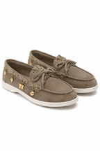 Elegante Samt Charme Luxe Schnürloafers in Mocha für Damen. 3