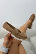 Elegante Samt Slip-On Loafers in Mocha für Damen.