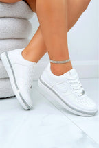 Sportliche Sneaker Weiß mit Kristallbesatz 4