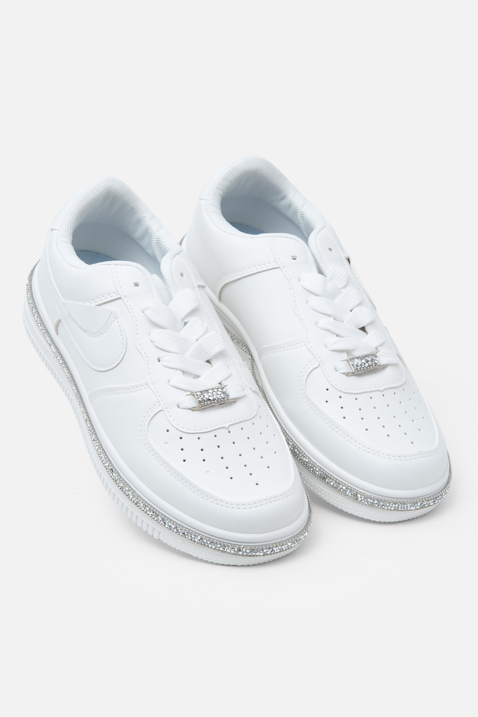 Sportliche Sneaker Weiß mit Kristallbesatz 6