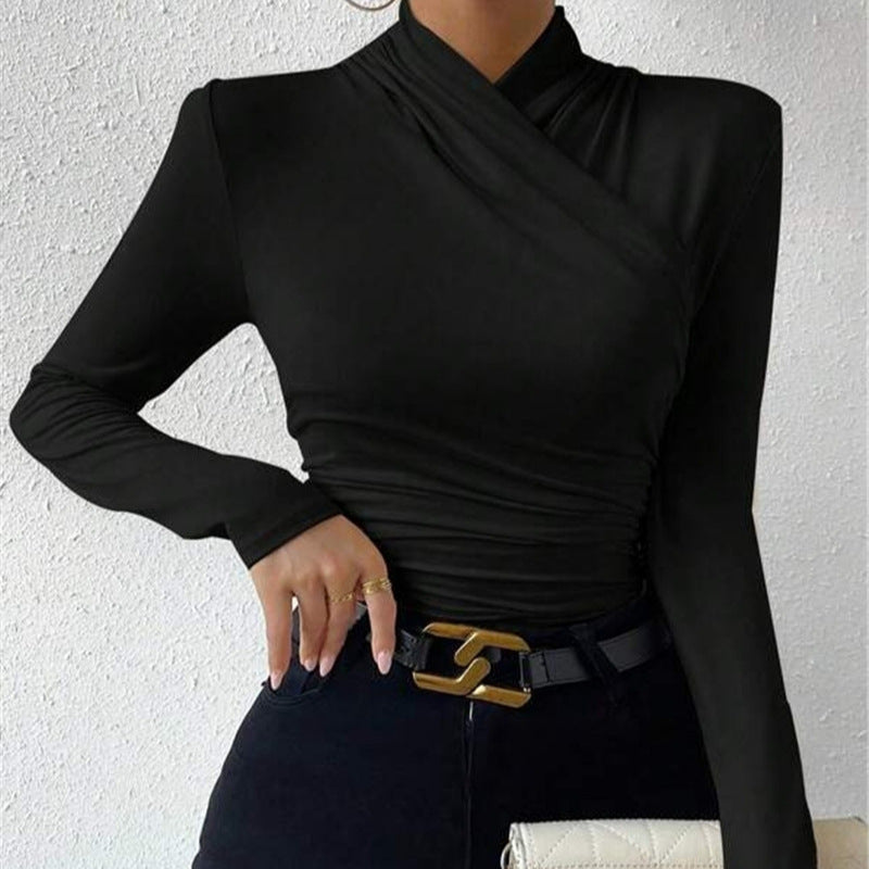 Elegantes Wickelausschnitt Top für Frauen mit langen Ärmeln. 5