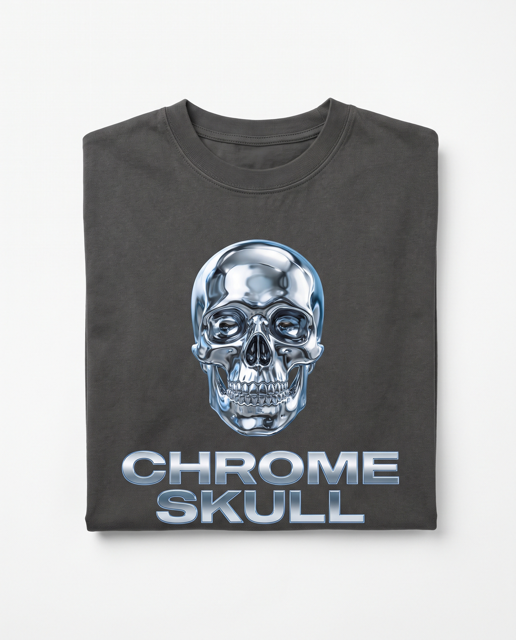 Chrom-Schädel T-Shirt, Rückseitendetail Grafikdruck – Pursesnet