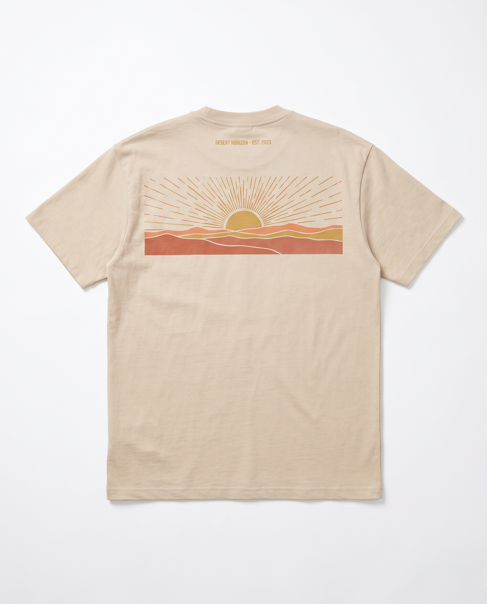 Wüsten-Fata-Morgana T-Shirt, Rückseitendetail Grafikdruck – Pursesnet