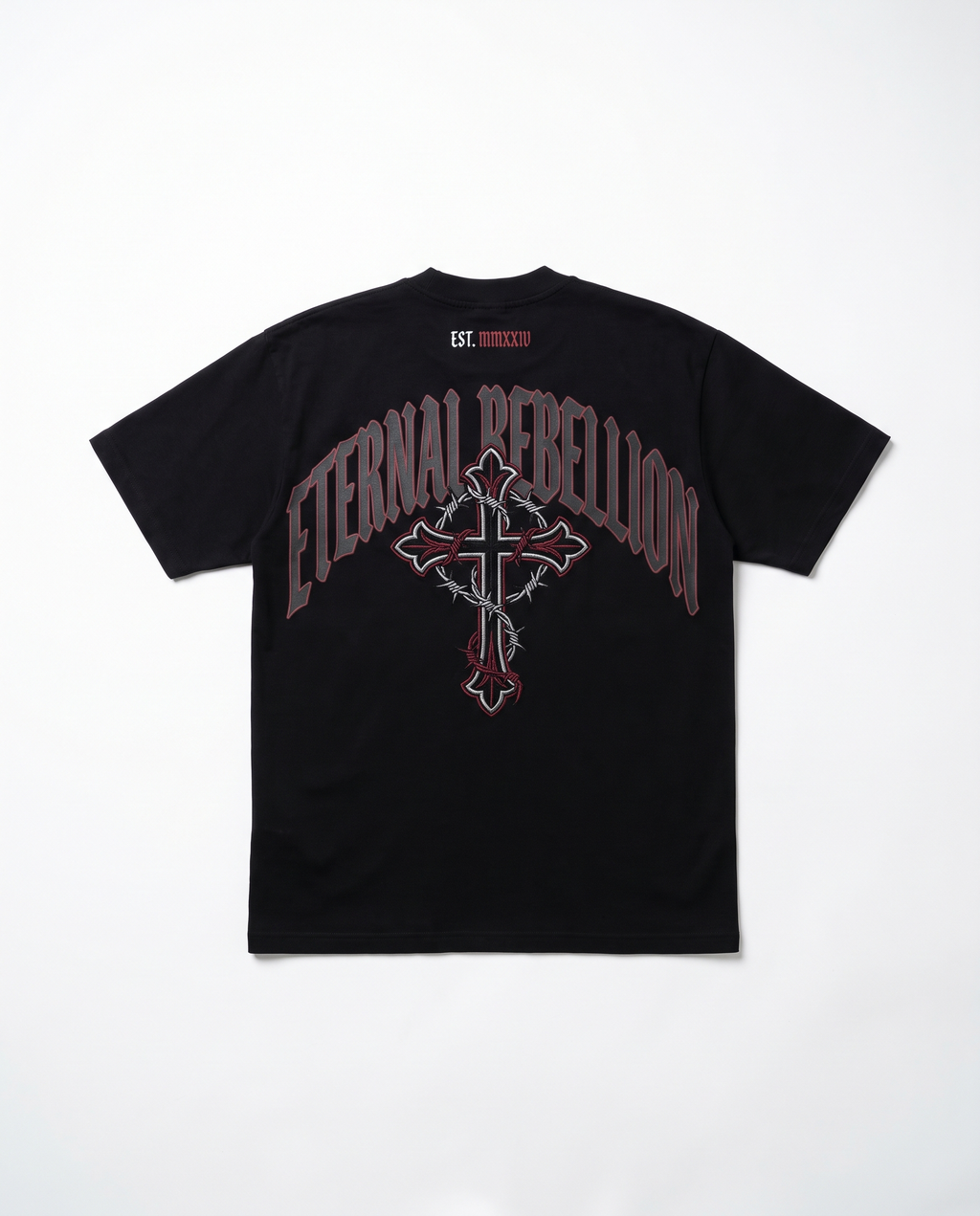 Mitternachtsrebell T-Shirt, Rückseitendetail Grafikdruck – Pursesnet