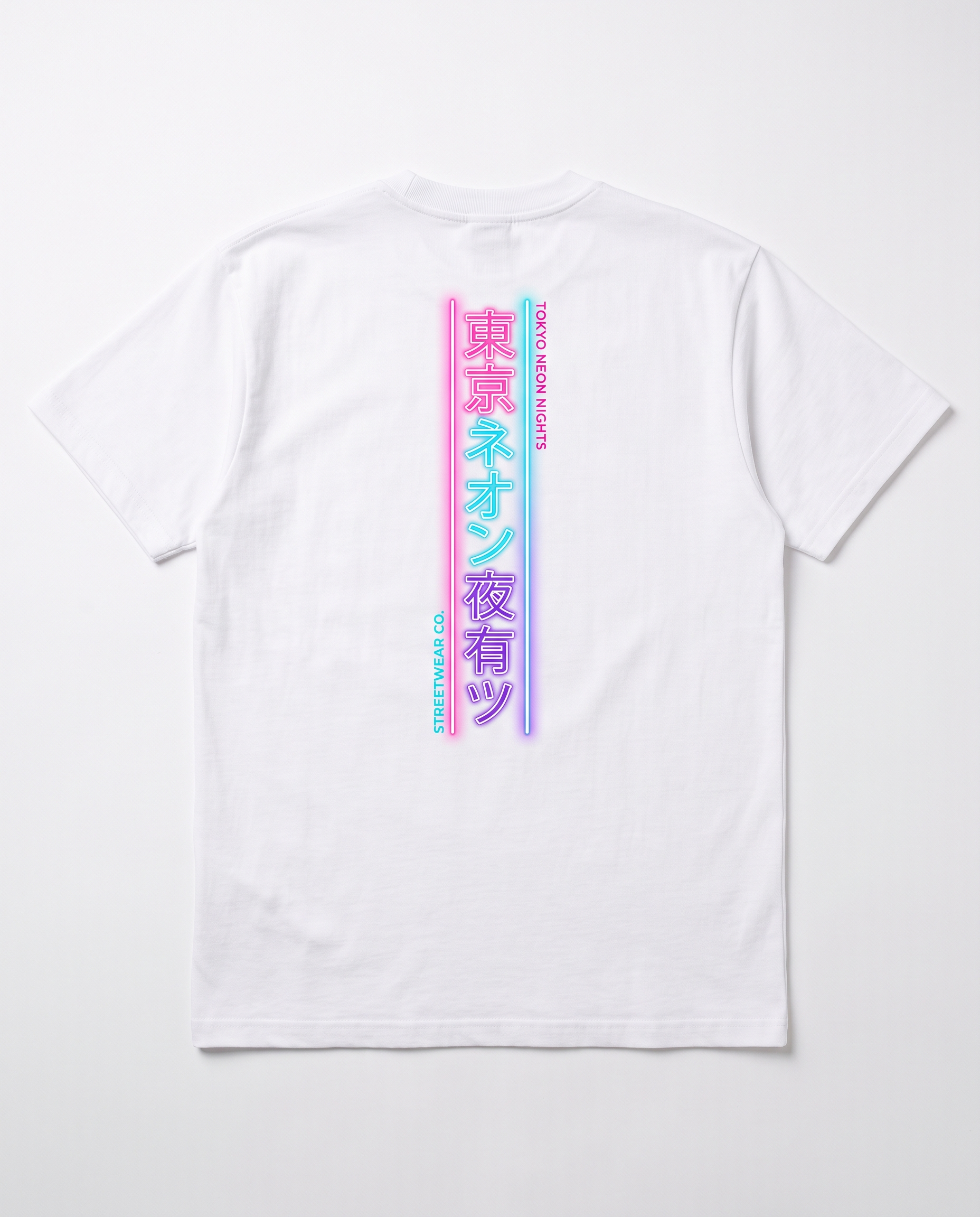 Neon Tokio T-Shirt, Rückseitendetail Grafikdruck – Pursesnet